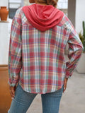 Plaid Long Sleeve Hooded Jacket - Trendsi - Flyclothing LLC