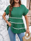 Round Neck Flounce Sleeve Blouse - Trendsi - Flyclothing LLC