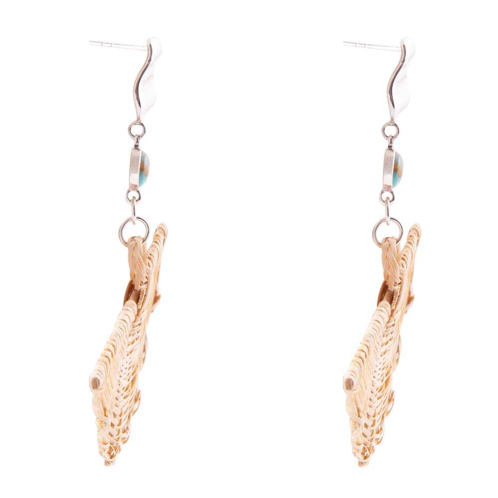 Fan of Rattan Blue Turquoise and Sterling Silver Earrings - Barse Jewelry - Flyclothing LLC