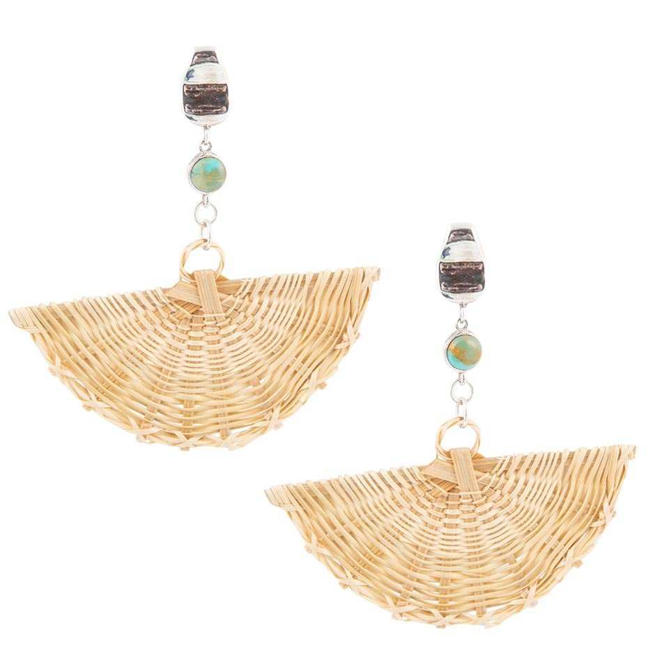 Fan of Rattan Blue Turquoise and Sterling Silver Earrings - Barse Jewelry - Flyclothing LLC
