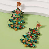 Christmas Tree Earrings with Rhinestones - Trendsi - Flyclothing LLC