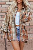 Plaid Snap Down Dropped Shoulder Shacket - Trendsi - Flyclothing LLC