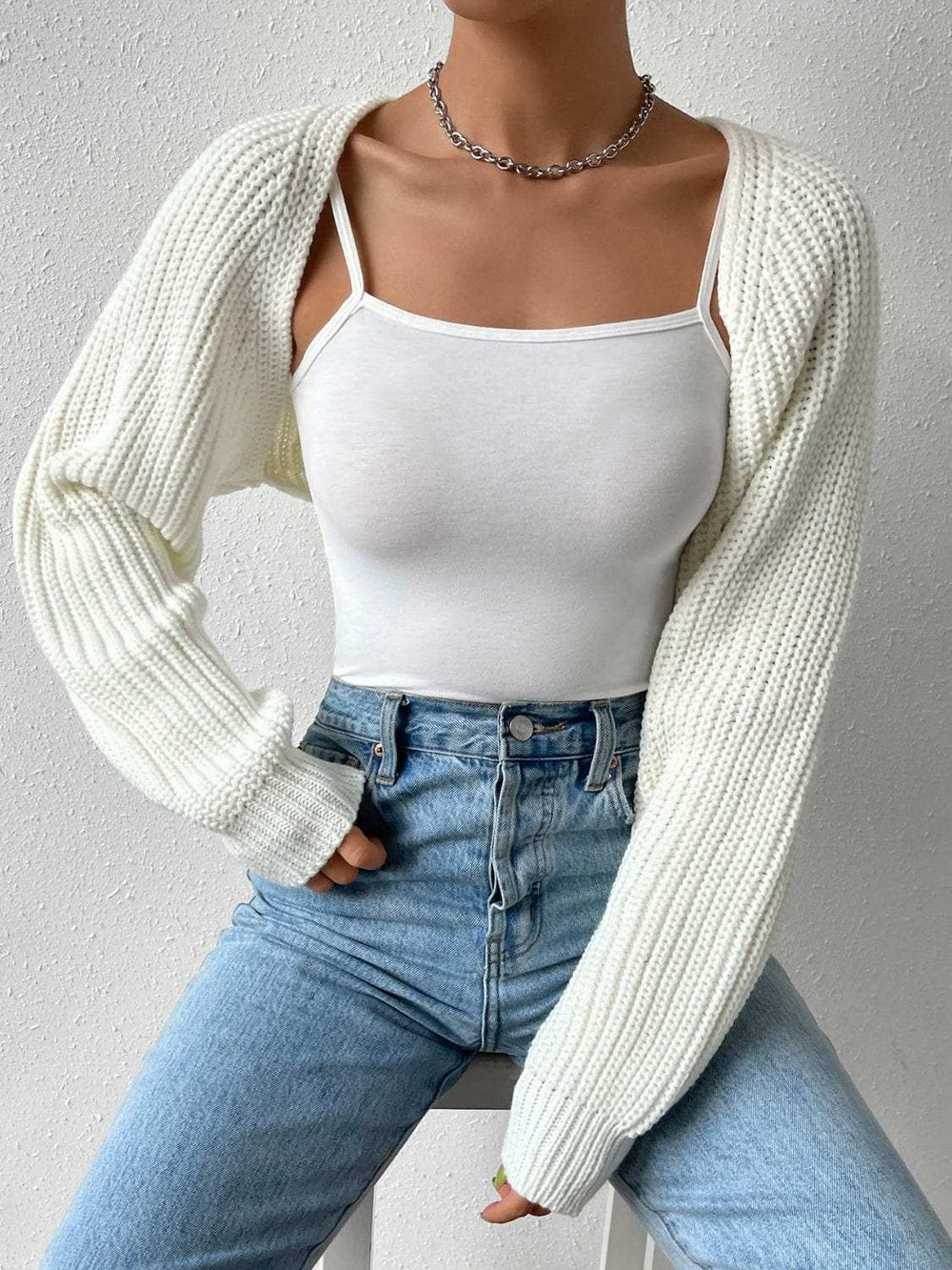 Honey Open Front Long Sleeve Cropped Cardigan - Trendsi - Flyclothing LLC