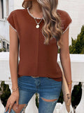 Round Neck Cap Sleeve Knit Top - Trendsi - Flyclothing LLC