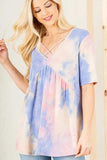 Heimish Full Size Crisscross Tie Dye Babydoll Top Plus Size - Trendsi - Flyclothing LLC