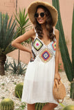 Geometric V-Neck Spaghetti Strap Cover Up Dress - Trendsi - Flyclothing LLC