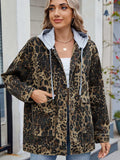 Leopard Button Up Drop Shoulder Denim Jacket - Trendsi - Flyclothing LLC