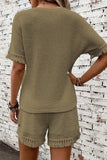 Tassel Round Neck Top and Shorts Set - Trendsi - Flyclothing LLC