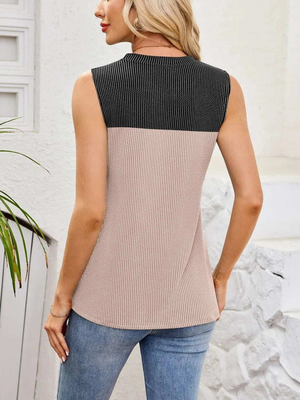 Textured Round Neck Tank - Trendsi - Flyclothing LLC