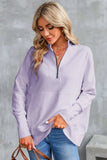 Half Zip Pocketed Dropped Shoulder Sweatshirt - Trendsi - Flyclothing LLC