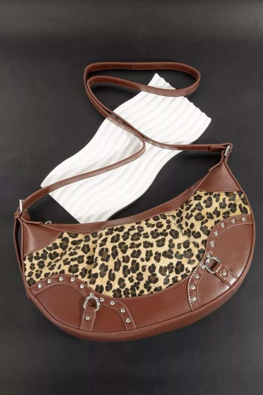 Fame Leopard Print Half Moon Shoulder Bag - Trendsi - Flyclothing LLC