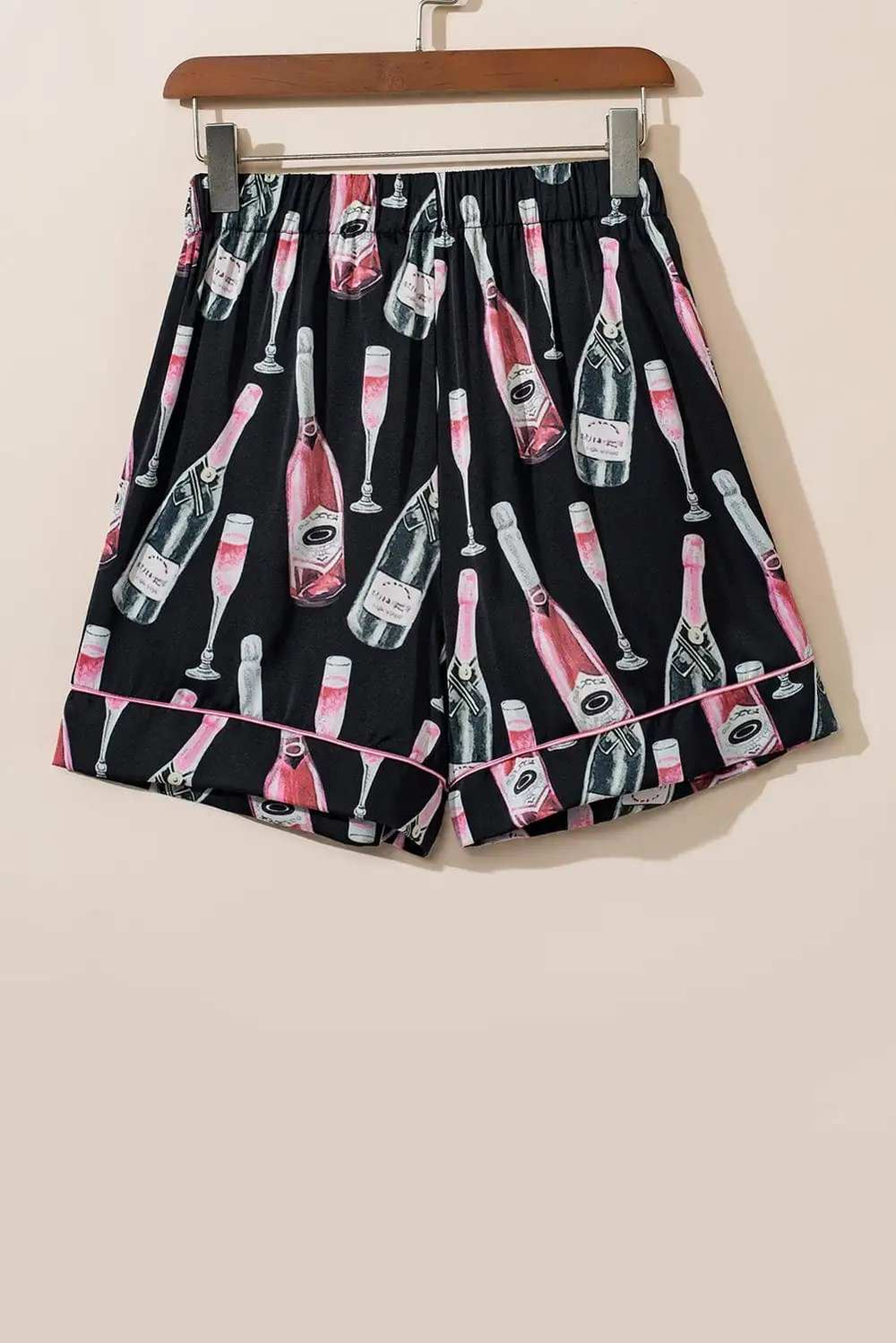 Champagne Print Short Sleeve Top and Shorts Set - Trendsi - Flyclothing LLC