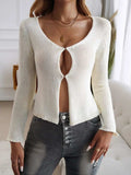 Devine Long Sleeve Cropped Cardigan - Trendsi - Flyclothing LLC