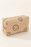 Zenana Smiley Face Corduroy Cosmetic Pouch - Trendsi - Flyclothing LLC