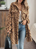Leopard Button Up Long Sleeve Fuzzy Coat - Trendsi - Flyclothing LLC
