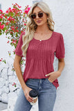 Ruched Scoop Neck Short Sleeve Blouse - Trendsi - Flyclothing LLC