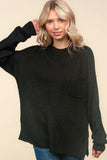 Haptics Mock Neck Side Slit Knit Top - Trendsi - Flyclothing LLC