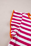 Ruffled Striped Round Neck Cap Sleeve Blouse - Trendsi - Flyclothing LLC