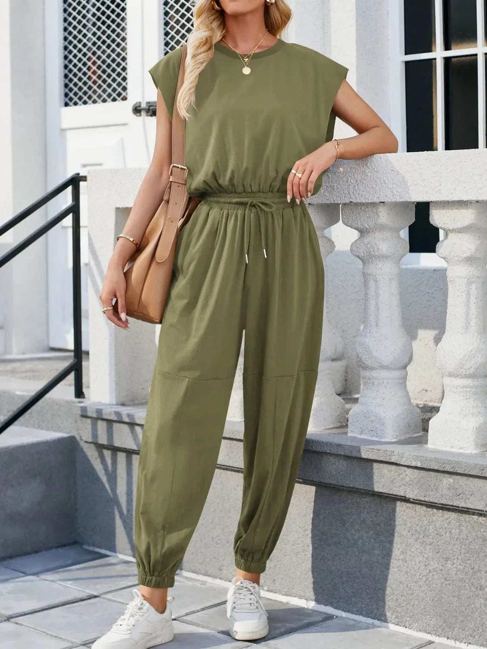 Backless Drawstring Waist Jumpsuit - Trendsi - Flyclothing LLC