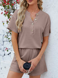 Casual Button Detail Ribbed Top and Shorts Two-Piece Set - Trendsi - Flyclothing LLC
