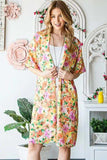 Heimish Full Size Half Sleeve Multi Color Floral Open Cardigan Plus Size - Trendsi - Flyclothing LLC