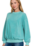 Zenana Soft Fleece Pigment Dye Round-neck Sweatshirts - Trendsi - Flyclothing LLC