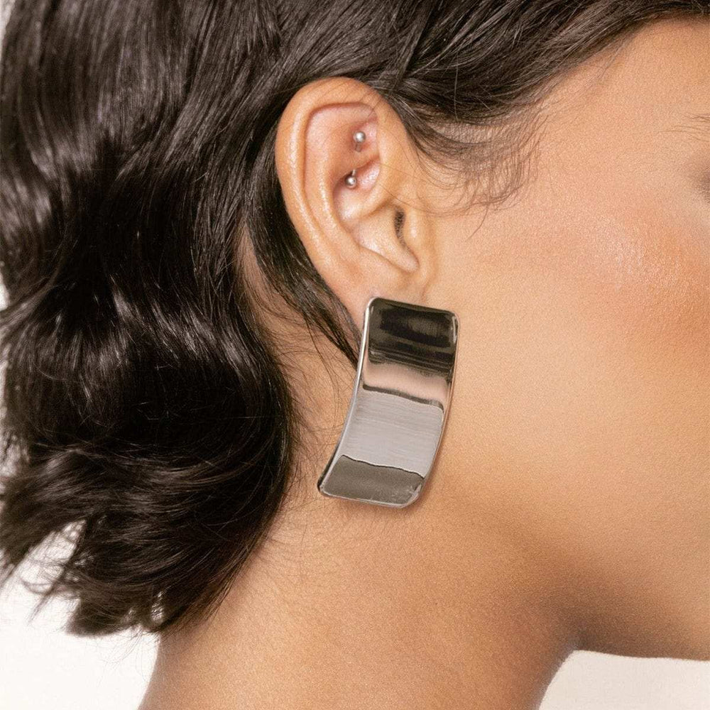 Stainless Steel Rectangle Earring - Trendsi - Flyclothing LLC