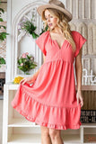 Reborn J Ruffled Notched Cap Sleeve Dress - Trendsi - Flyclothing LLC