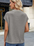Exposed Seam Round Neck Short Sleeve Sweater - Trendsi - Flyclothing LLC
