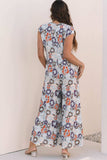 Floral Sleeveless Button Front Wide Leg Jumpsuit - Trendsi - Flyclothing LLC