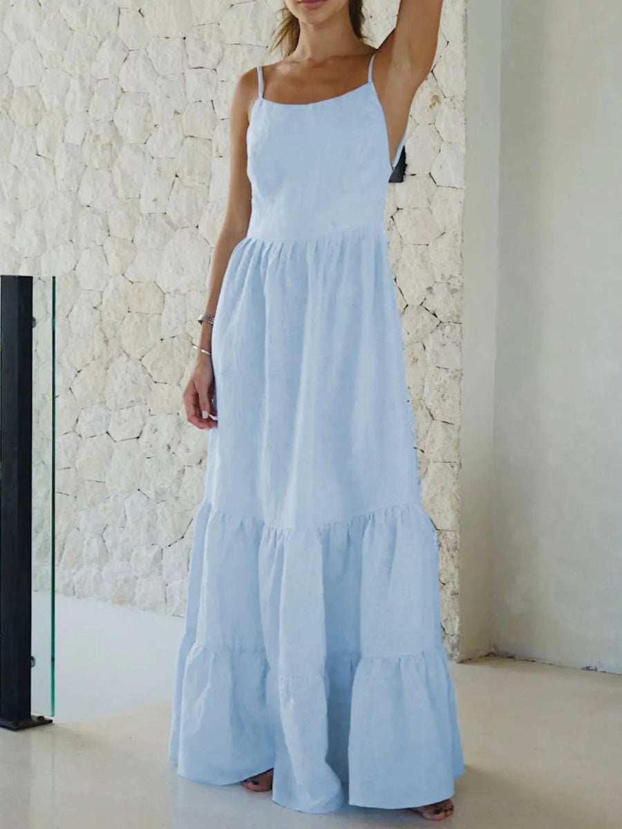 Tiered Maxi Cami Dress with Ruffled Hem - Trendsi - Flyclothing LLC
