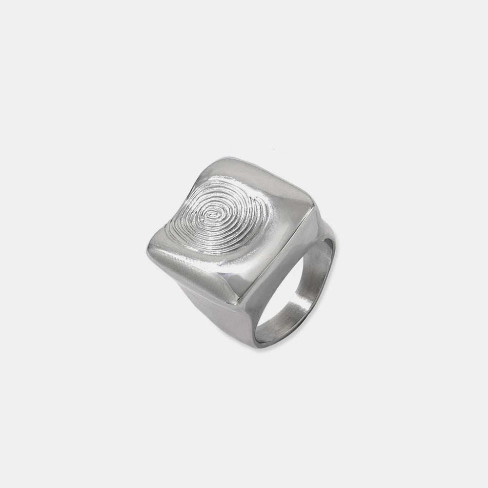 Titanium Steel Fingerprint Signet Ring - Trendsi - Flyclothing LLC