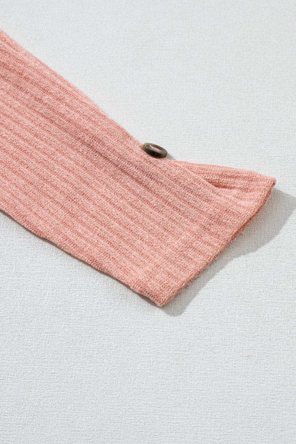 Quarter Button Round Neck Dropped Shoulder Knit Top - Trendsi - Flyclothing LLC