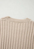 Cable-Knit Color Block Round Neck Sweater - Trendsi - Flyclothing LLC