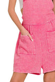 Zenana Woven Double Gauze Acid Washed Romper - Trendsi - Flyclothing LLC