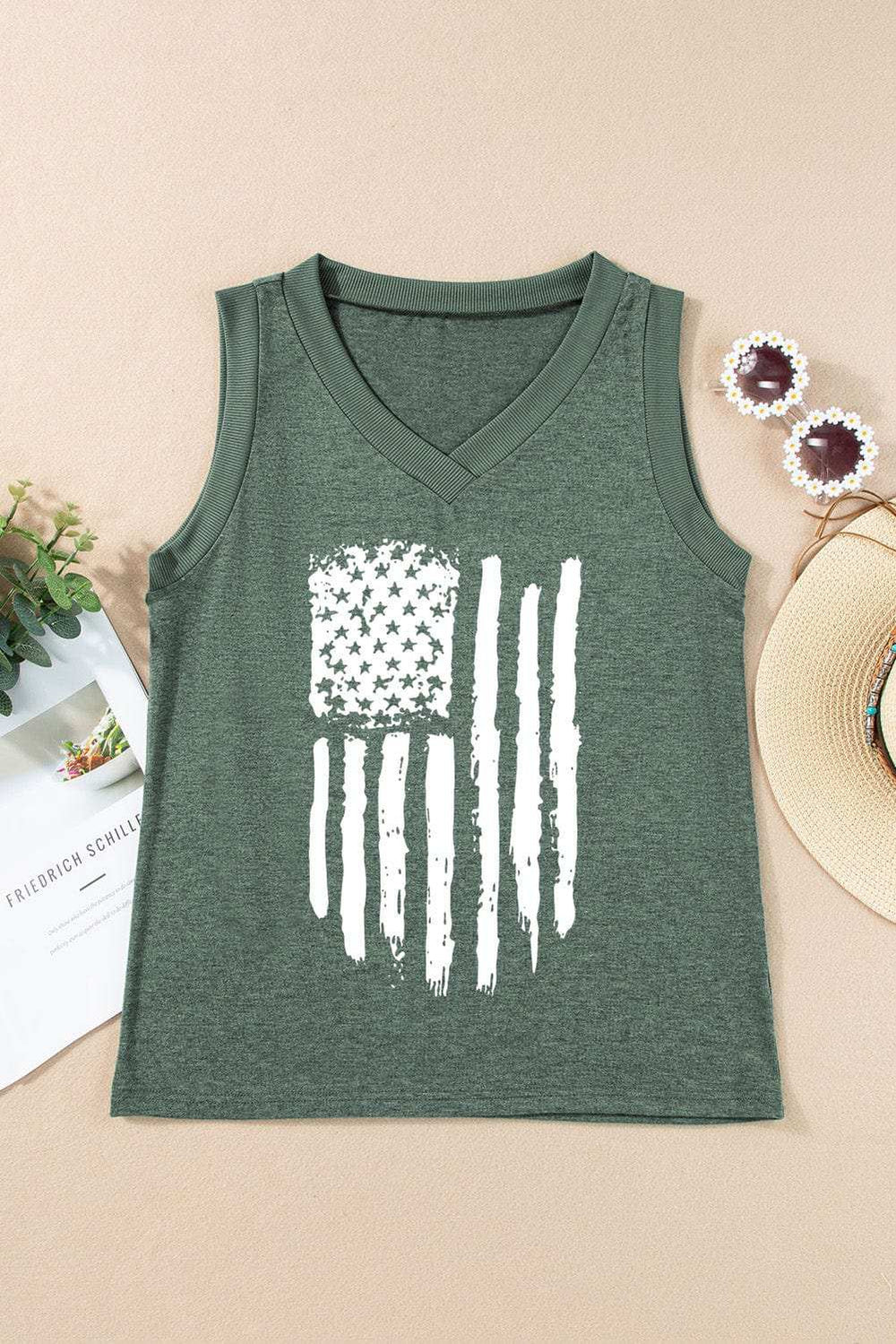 US Flag V-Neck Tank - Trendsi - Flyclothing LLC