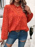 Frill Round Neck Long Sleeve Shirt - Trendsi - Flyclothing LLC