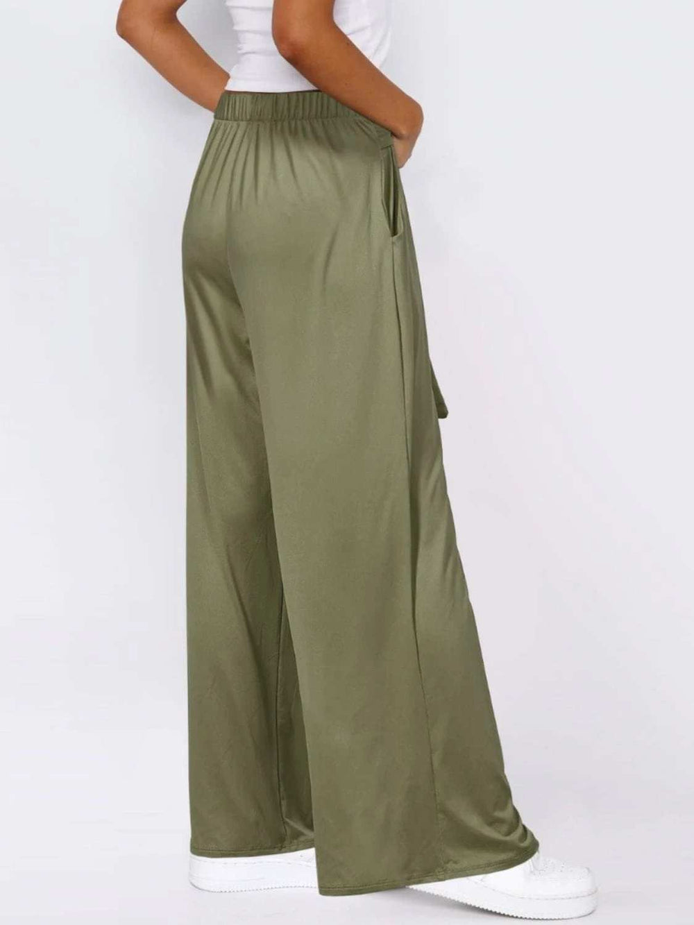 Tied Wide Leg Pants with Pockets - Trendsi - Flyclothing LLC