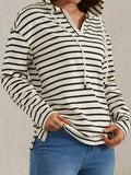 Drawstring Striped Long Sleeve Hoodie - Trendsi - Flyclothing LLC