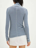 Exposed Seam Striped Turtleneck Long Sleeve T-Shirt - Trendsi - Flyclothing LLC