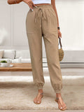 Tied Elastic Waist Pants with Pockets - Trendsi - Flyclothing LLC