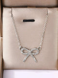 Zircon Bow Pendant Necklace - Trendsi - Flyclothing LLC