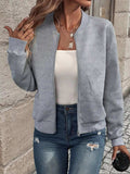Texture Zip-Up Bomber Jacket - Trendsi - Flyclothing LLC
