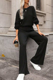 Round Neck Long Sleeve Jumpsuit - Trendsi - Flyclothing LLC