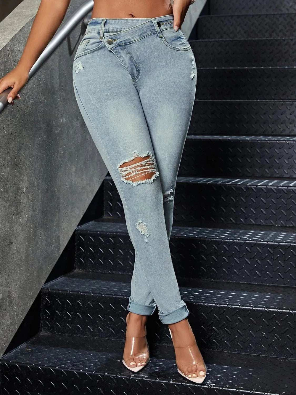 Distressed Skinny Jeans - Trendsi - Flyclothing LLC