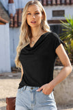Cowl Neck Short Sleeve T-Shirt - Trendsi - Flyclothing LLC
