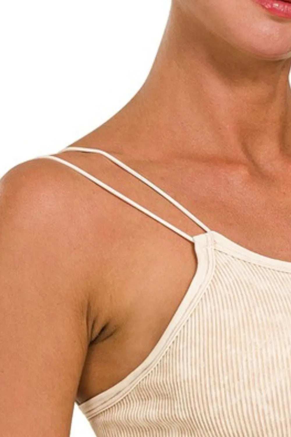 Zenana Washed Ribbed Seamless Double Strap Brami - Trendsi - Flyclothing LLC