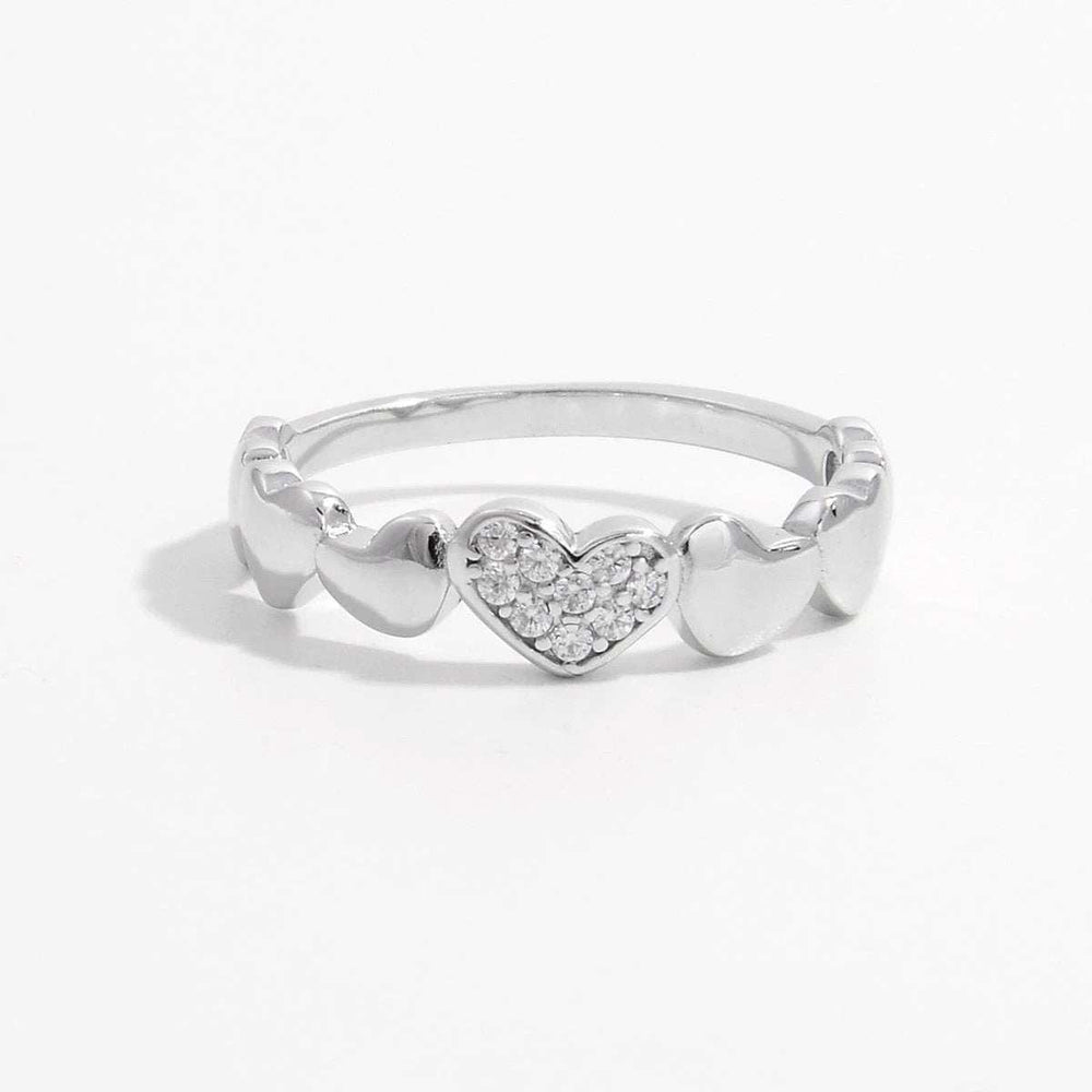 925 Sterling Silver Inlaid Zircon Heart Ring - Trendsi - Flyclothing LLC