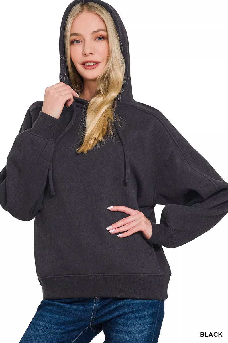 Zenana Drawstring Relaxed Fit Fleece Hoodie - Trendsi - Flyclothing LLC