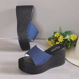 Open Toe Mid Heel Wedge Sandals - Trendsi - Flyclothing LLC